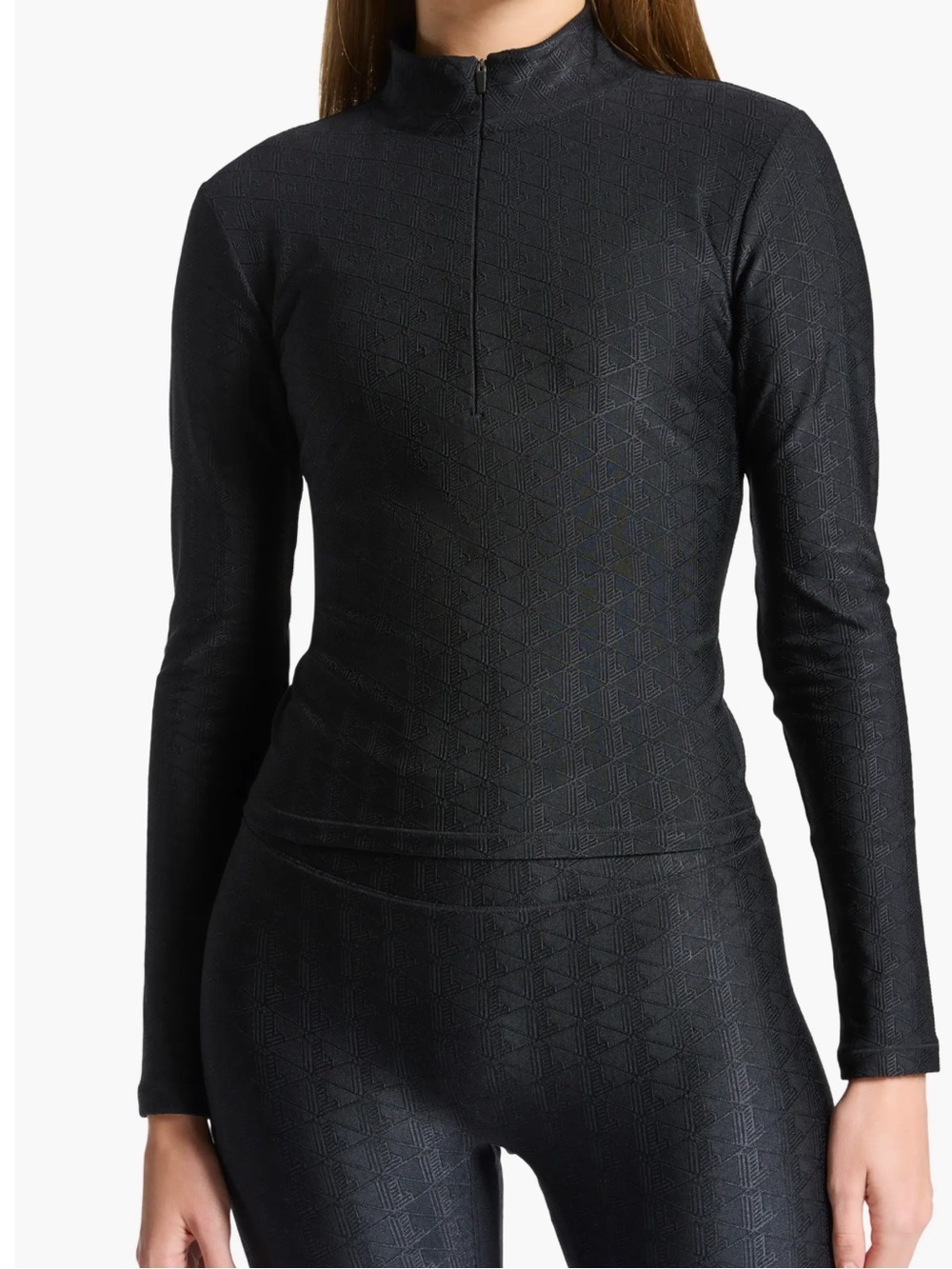 Lacoste x BANDIER Black Jacquard Quarter Zip Pullover M NWT